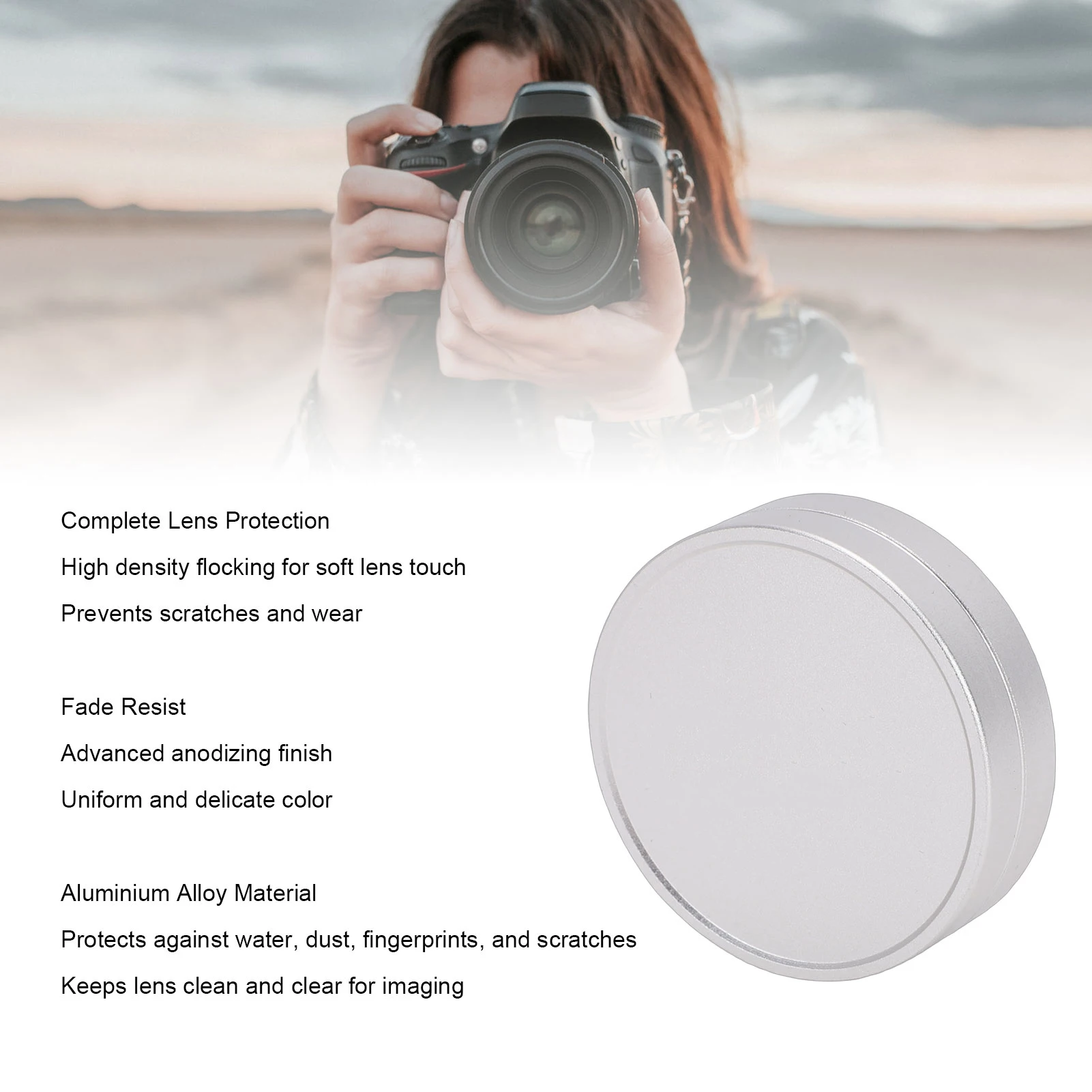 Aluminum Alloy Anodized Lens Protective Cap with Soft Flocking Finish