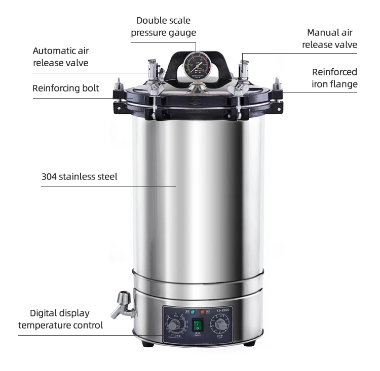 2kw Portable Steam sterilizer  autoclave sterilization machine 18 liter 24 liter mushroom  medical disinfection products 5