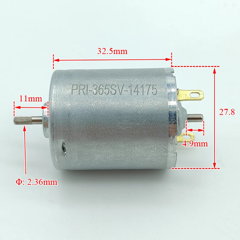 RS-365SV-14175 마이크로 365 모터 듀얼 2.3mm 샤프트 DC 12V 14.4V 18V 24V 10500RPM 미니 28mm 전기 모터 DIY 장난감 청소 로봇