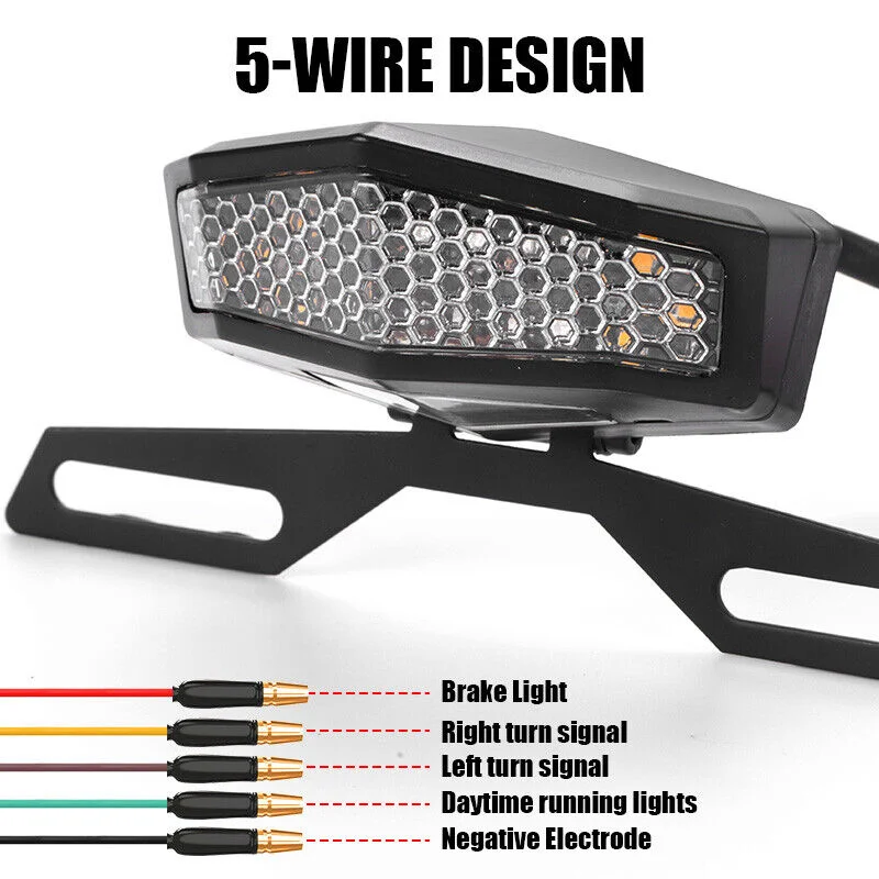

12V Motorcycle Tail Light Led Turn Signal Rear Brake Light Motorcycle License Plate Light Stop Tail Lamp Universal Dirt Bike ATV