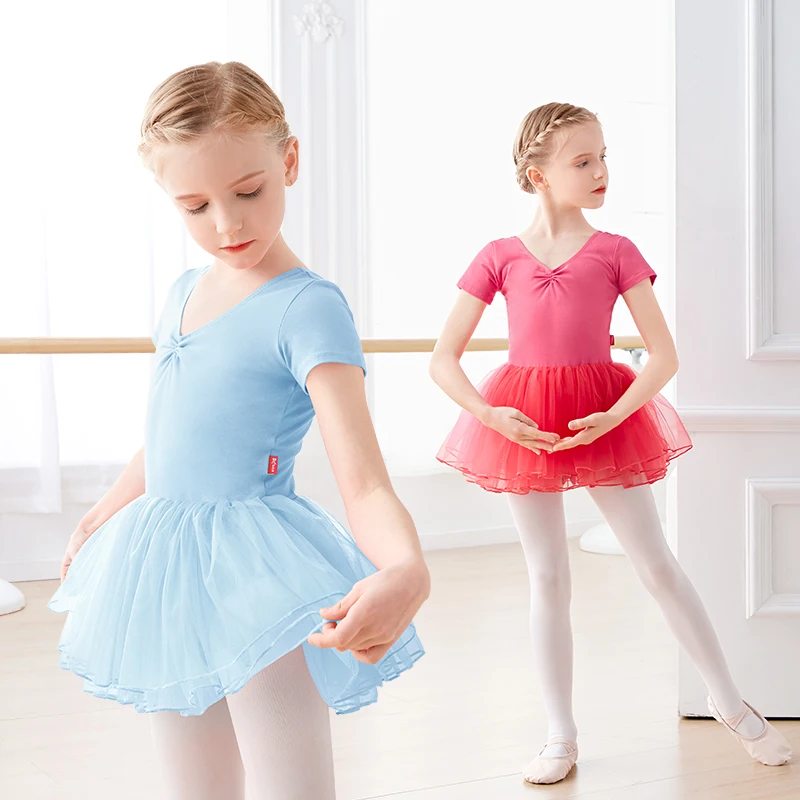 Girls Dance Costumes Ballet Leotards Kids Dance Bodysuits Tutu Dress Bubble Skirts Child Birthday Gymnastics
