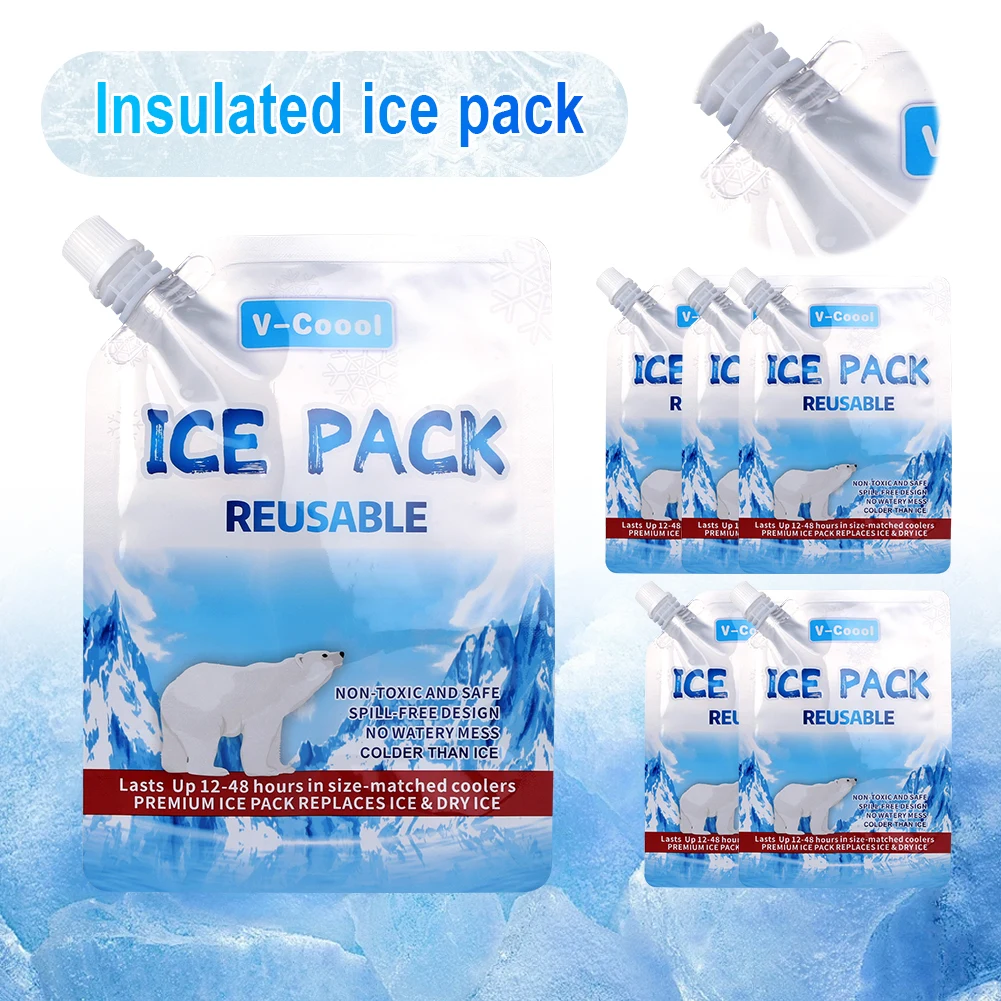 6Pcs Reusable Ice Packs Up To 48 Hours Gel Water Filled Ice Pack Long Lasting Gel Cooling Bag for Beach Road Trips