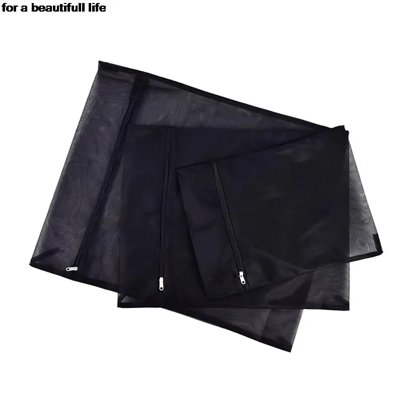 Hot 1pc Black Clothes Washing Machine Laundry Bag With Zipper Nylon Mesh Net Bra Cleaning Washing Bag 5