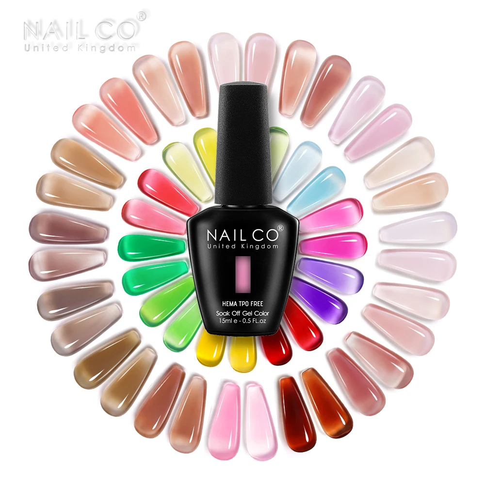 NAILCO Smalto per Unghie in Gel Traslucido 15ml, Smalti Semi-permanenti per Unghie LED UV Ibride, Arte delle Unghie con Glitter, Senza HEMA e TPO, Manicure in Gel