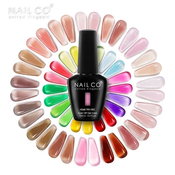 NAILCO Smalto per Unghie in Gel Traslucido 15ml, Smalti Semi-permanenti per Unghie LED UV Ibride, Arte delle Unghie con Glitter, Senza HEMA e TPO, Manicure in Gel
