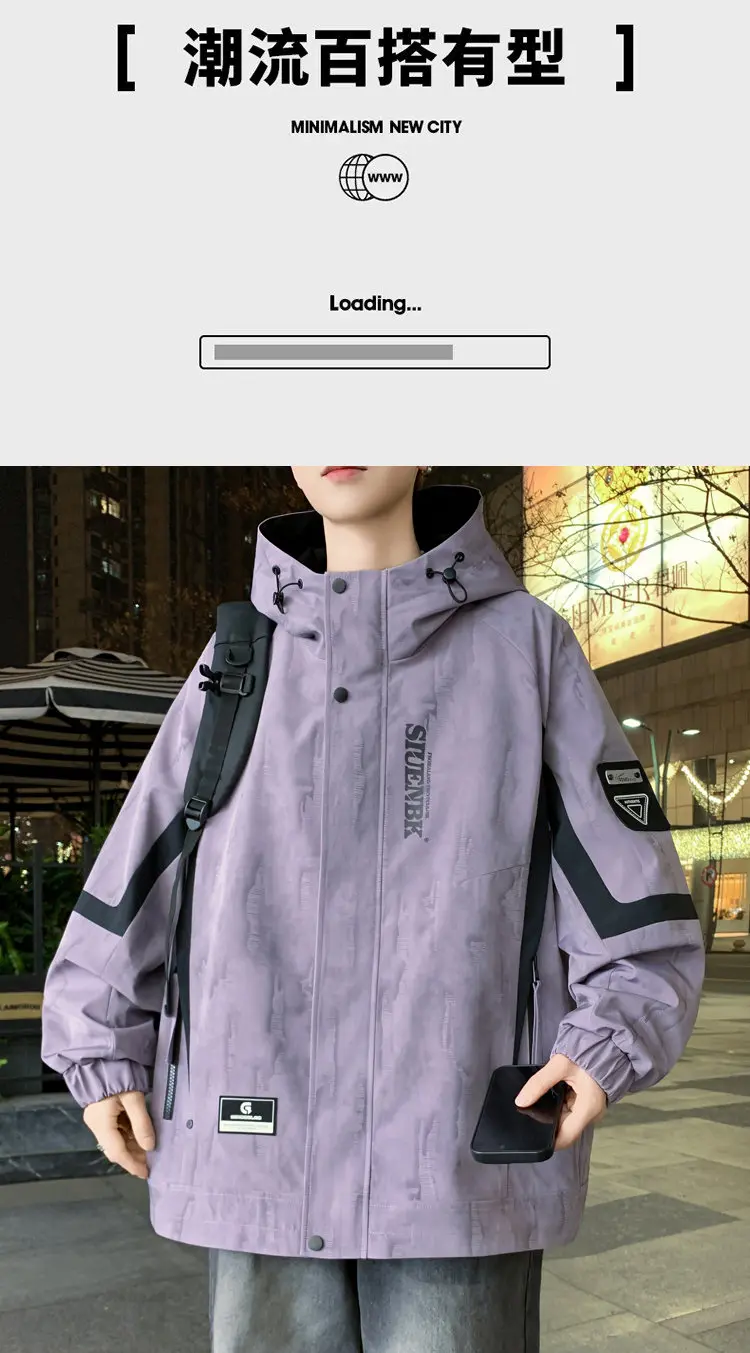 Mode 2026 Frühling Herbst Herren Casual Kapuzenjacken Streetwear Winddichte Mäntel Jugend Outdoor Übergröße 4XL Kapuzenoberteil Kleidung – Detail 2