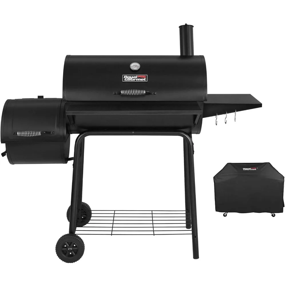 

Royal Gourmet CC1830SC Charcoal Grill Offset Smoker with Cover, 811 Square Inches, Black, Outdoor Camping