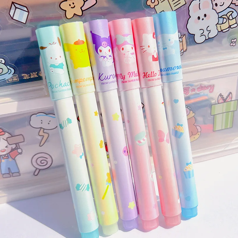 

6 Pcs Kawaii Sanrio Anime Marker Pen Cute Pompompurin Hello Kitty Doodle Pen Creative Stationery Originality Children Gifts