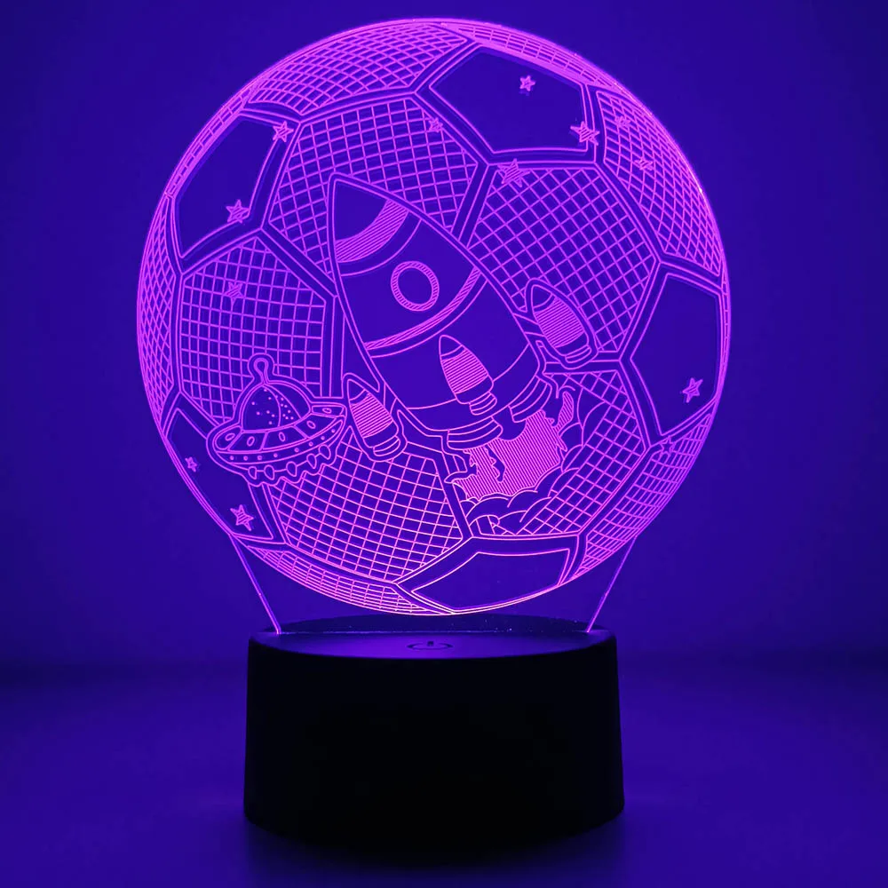 Description Picture 6 of itemFootball and Spacecraft LED 3D LED night light 7/16 colors variable visual lighting living room home decor Creative Night Light