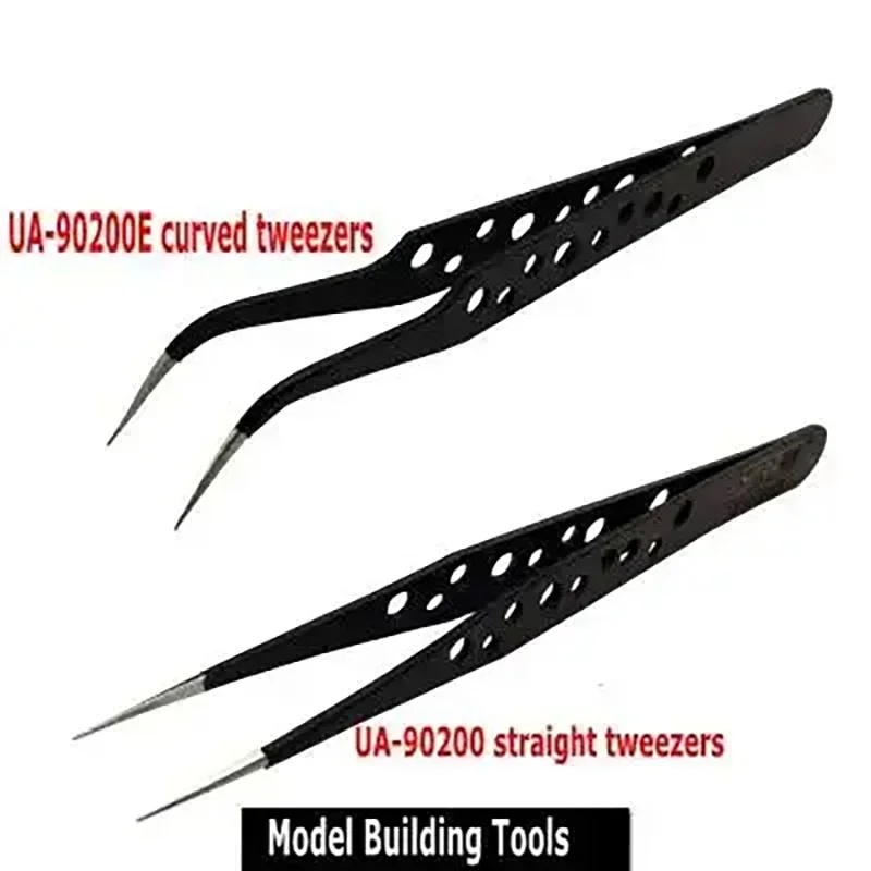 Ustar UA90200 90200E Combo Military Model Making Tool Anti-Static Tweezers Straight Elbow Model Building Tools DIY