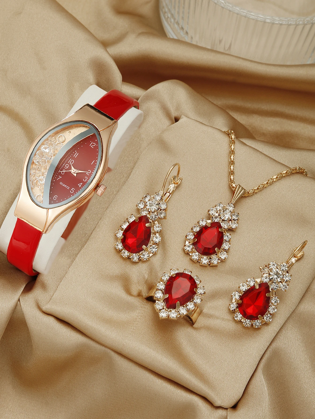 جديد 5 قطعة مجموعة الساعات النساء حزام من الجلد ال...