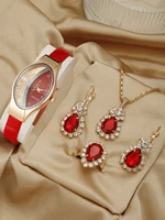 New 5pcs Set Watches Women Leather Band Ladies Watch Simple Casual Womens Analog WristWatch Bracelet Gift Montre Femme 2