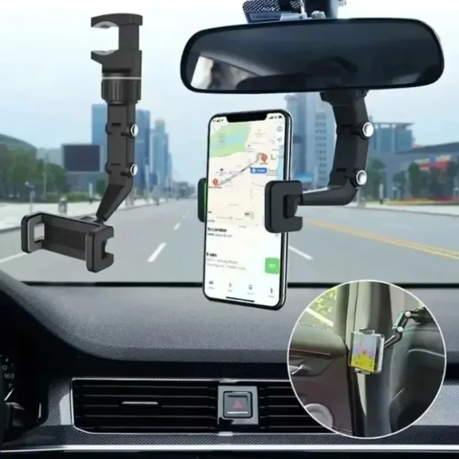 360&deg; Rotating Car Phone Holder Universal for All Auto Rearview Mirror Seat Clip phone holder