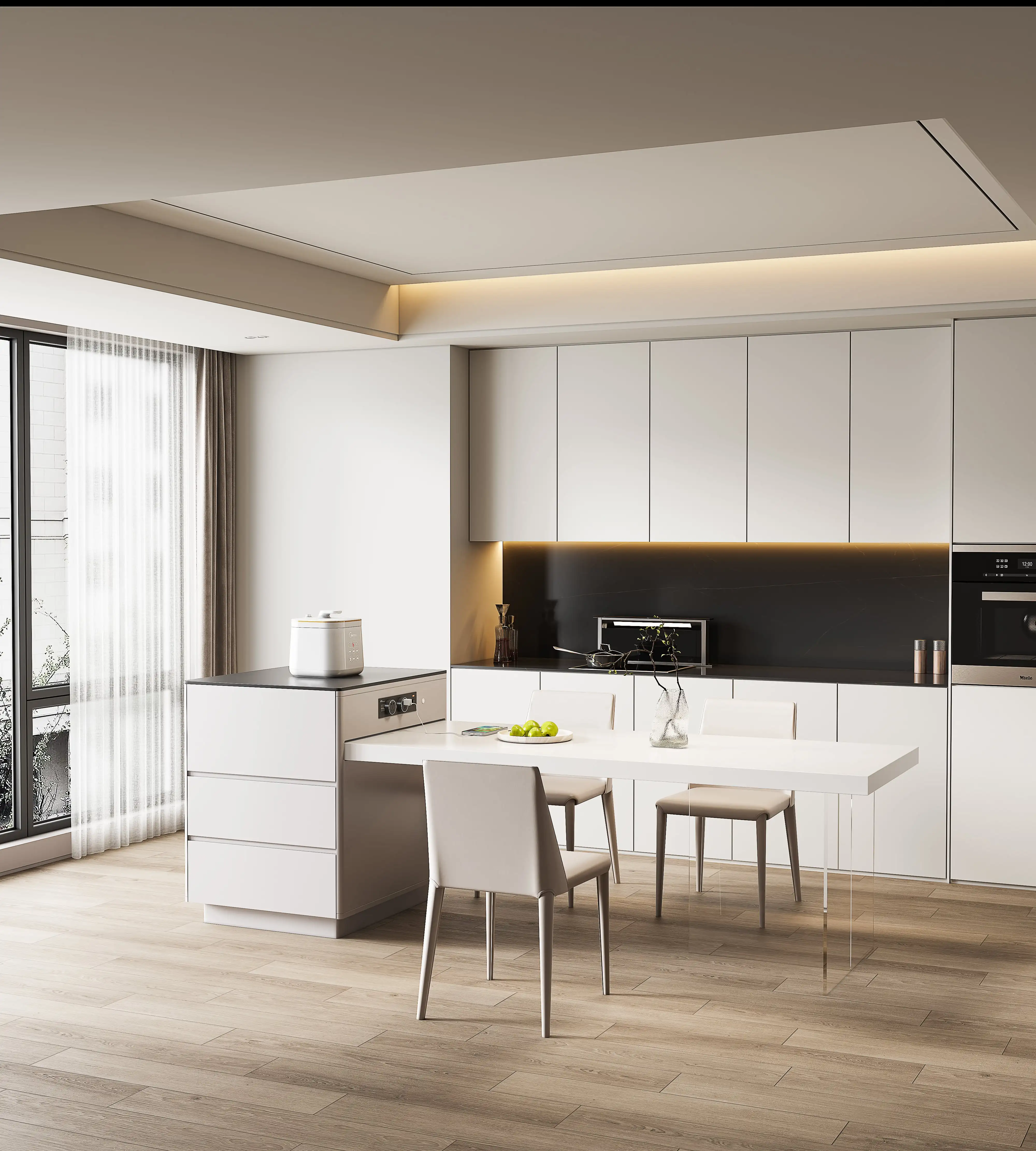 Kitchen Island with Extendable Dining Table Rolling Kitchen Storage Cart on Wheels with Spice Rack Cabinet for