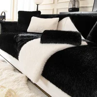 French Style Mink Plush Sofa Cover Winter Warm Thicken Sofa Covers L-shaped Living Room Home Couch Mat Non-slip Sofa Slipcovers 2