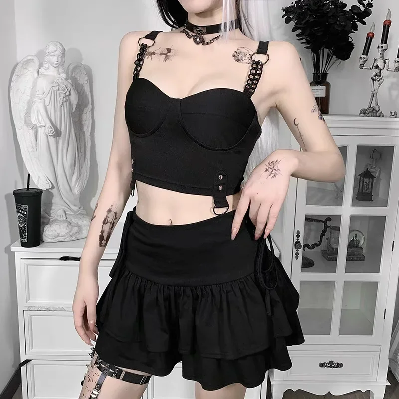 Canottiera Gotica Donna In Rete Con Maniche Esterne - Top Punk Con Scollo A V, Morbido E Leggero, Taglie S/M/L
