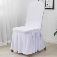 50/100pcs White Pleated skirt Spandex Chair Cover Seat Protector cloth  Hotel Banquet Party Events Wedding Decoration 1
