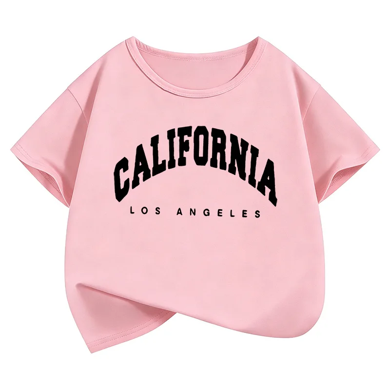 캘리포니아 로스앤젤레스 레터 프린트 티셔츠 패션 키즈 아동 티셔츠 남아 여아 여름 봄 캐주얼 탑 티셔츠