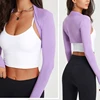 Womens Long Sleeves Shrug Cardigan Ladies Open Front Crop Cardigan All-matching Sport Crop Tops for Yoga Running Gym 5