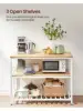 VASAGLE Kitchen Island with 3 Shelves, 47.2 Inches Width Kitchen Shelf with Large Worktop, Stable Steel Structure, Industrial 3