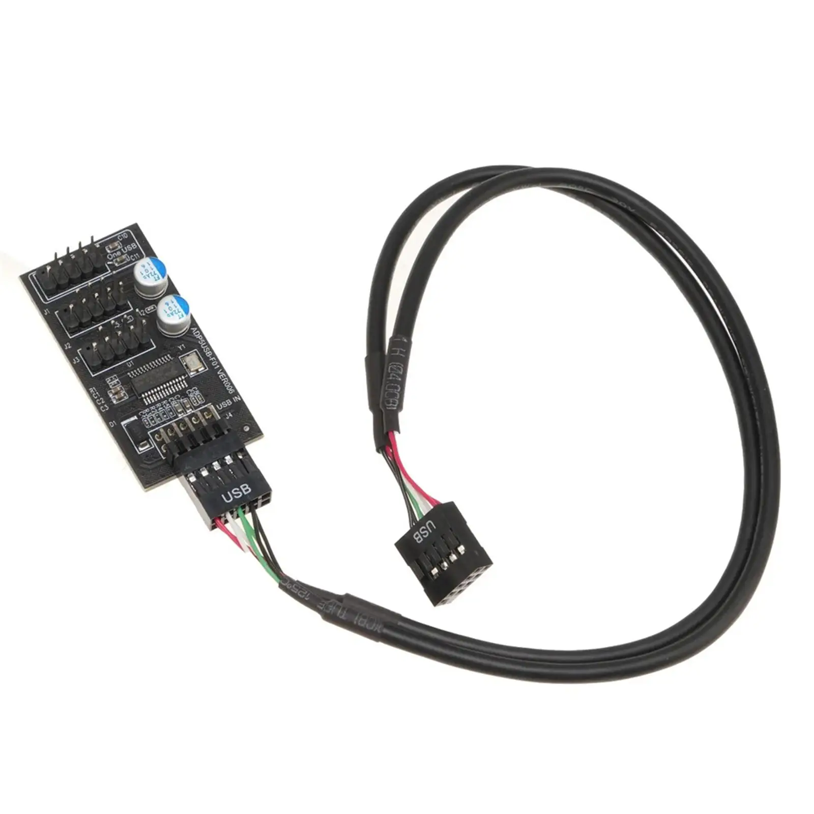 마더 보드 USB 2.0 9 핀 헤더 1-3 익스텐션 허브 수 암 어셈블리 커넥터 케이블, RGB PC 냉각 LED 선풍기 컴퓨터용