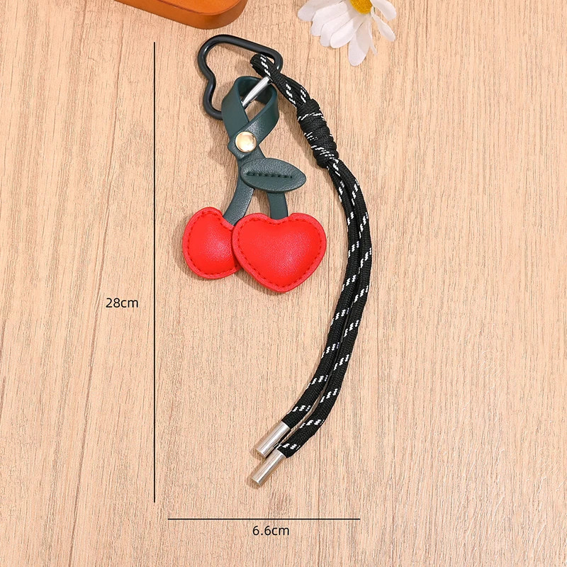 Keychain Cherry Pendant Creative Bag Women Schoolbag Leather Bag Charm Accessories Vintage Versatile Bag Keychain