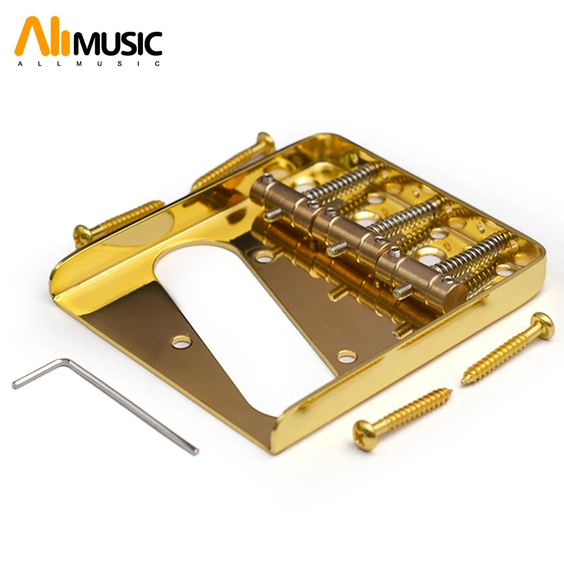 

Electric Guitar Bridge with 3 Adjustable Brass Saddle 76.5*85mm for 6 String Electric Guitar Black/Gold/Chrome