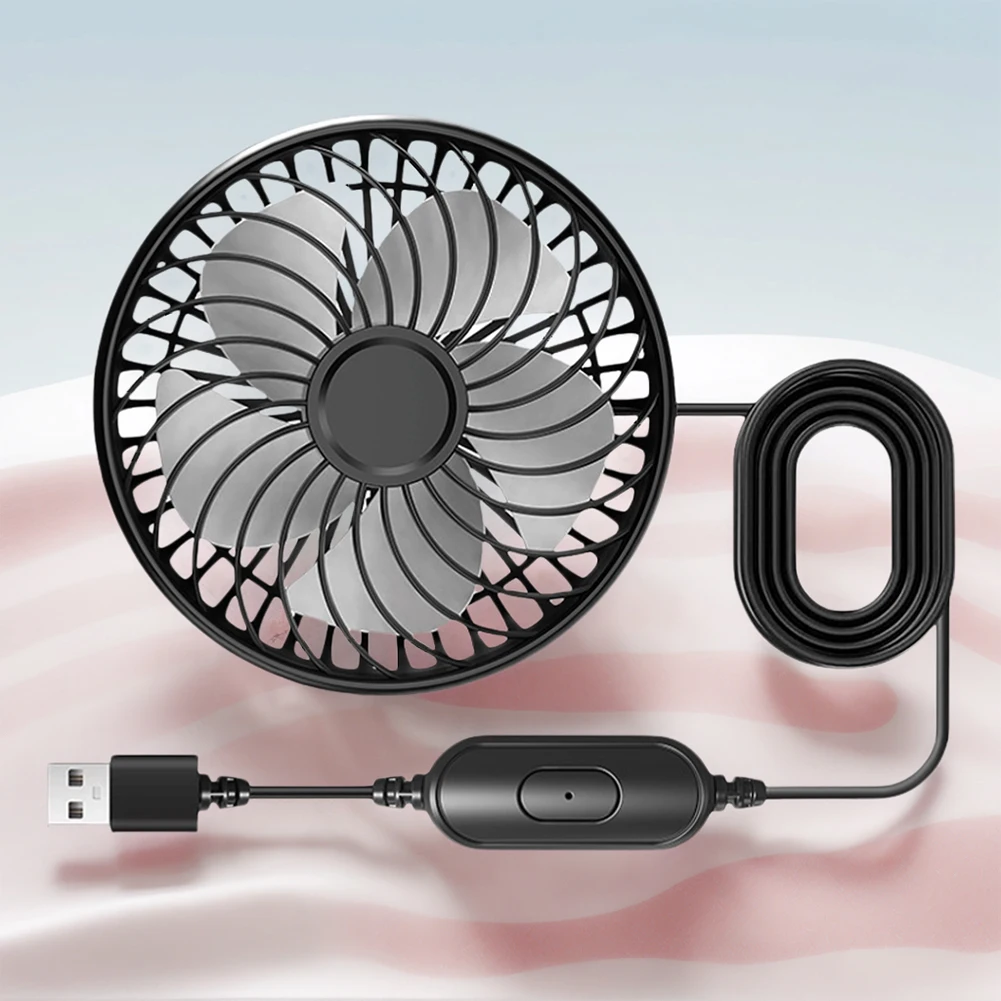 USB Powered Rear Seat Fan 360 Rotatable Car Seat Headrest Fan 3 Speeds Cooling Backseat Fan for Backseat