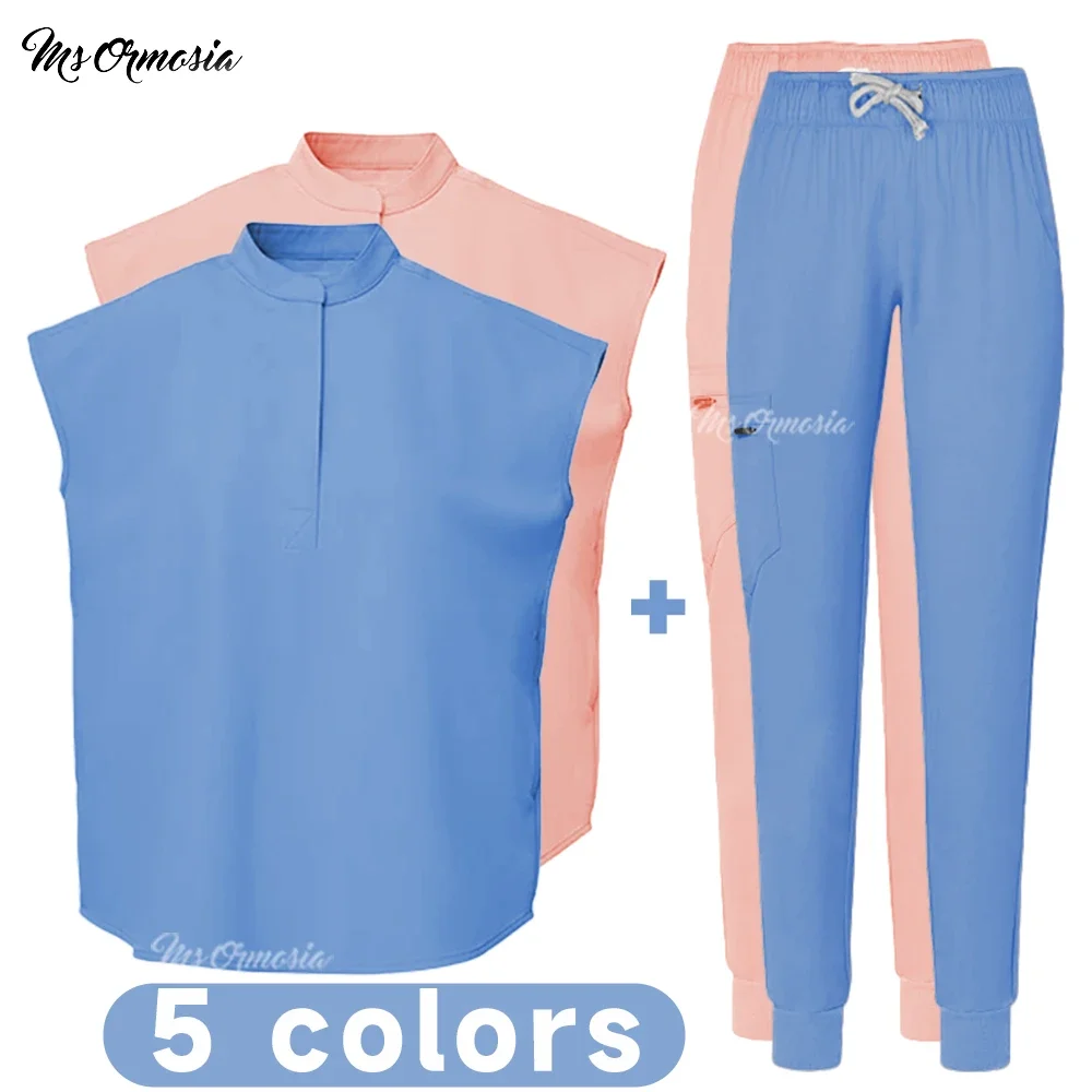 

Medical Uniform Elastic Scrub Set Hospital Surgical Scrubs Tops Pants Nurse Nursing Workwear Doctors Clothes Medical Accessories