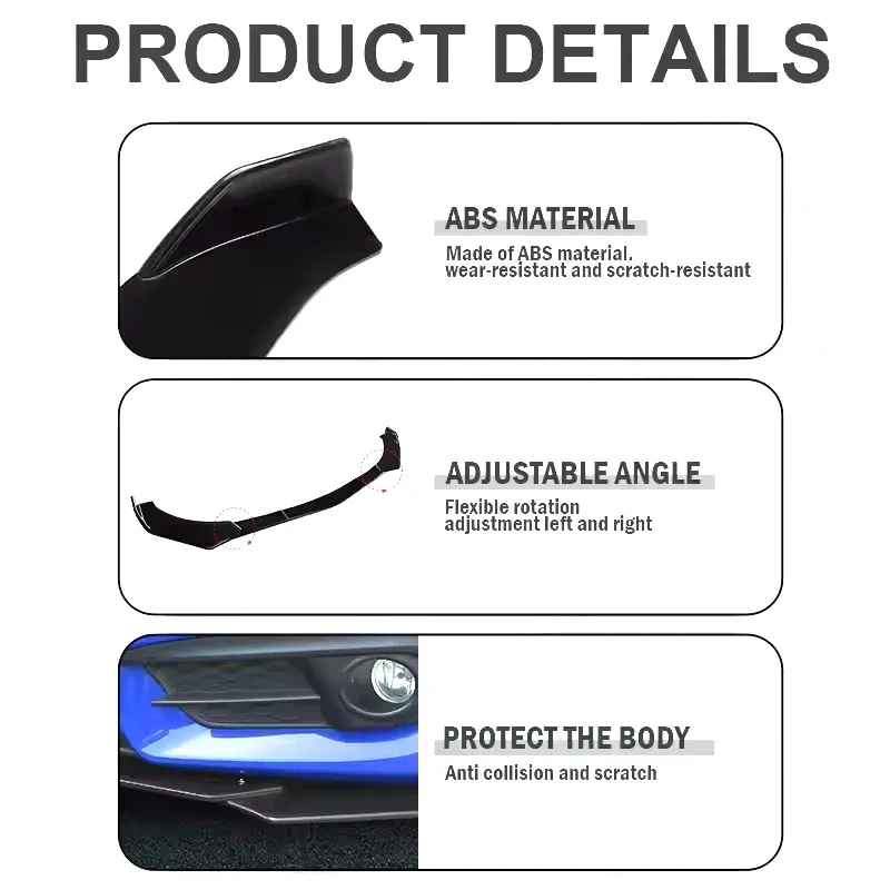 토요타 해리어 XU60 XU80 2013-2026 프론트 범퍼 스플리터 스포츠 바디 키트용 조절 가능한 5피스 섹셔널 프론트 스포일러 립