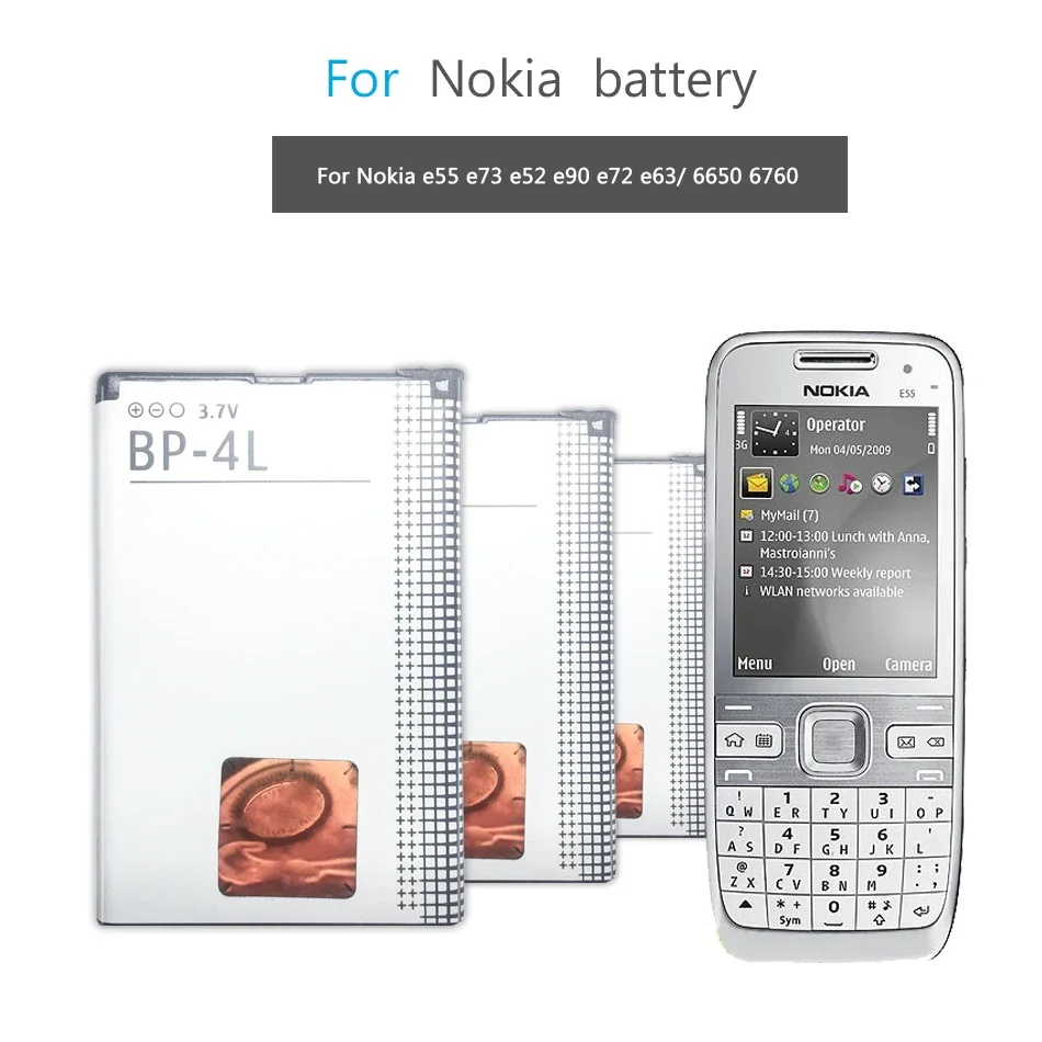 Batteria Del Telefono Cellulare Per Nokia E52 E55 E63 E71 E72 E73 N810 N97 E90 E95 6790 6760 6650 Bp 4L Bp-4L 1500Mah