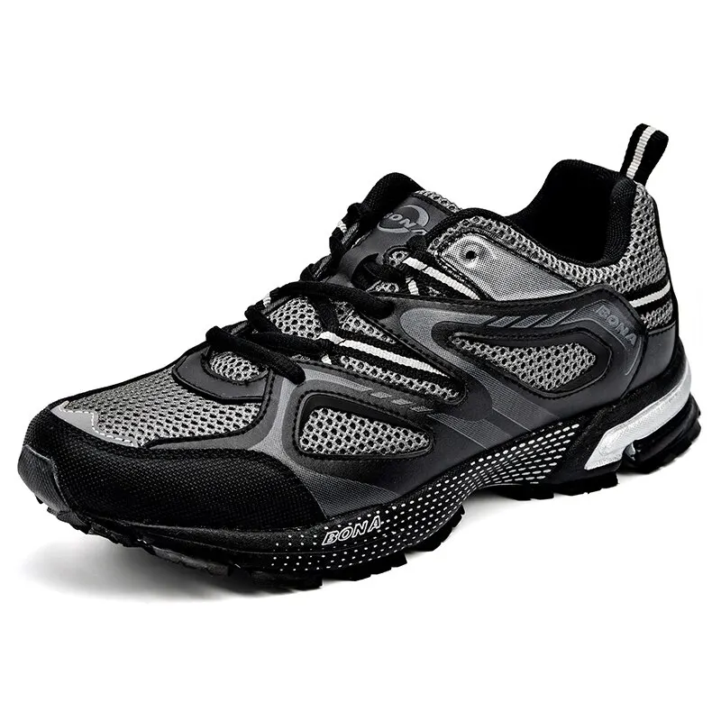  BONA New Arrival Classics Style Men Running Shoes Cow Split Mesh Men Sport Shoes Lace Up Outdoor Jogging Shoes 34870 