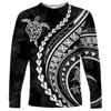 2024 new men's Polynesian long-sleeved T-shirt 3D printed turtle hibiscus luxury print men's autumn tops casual round neck