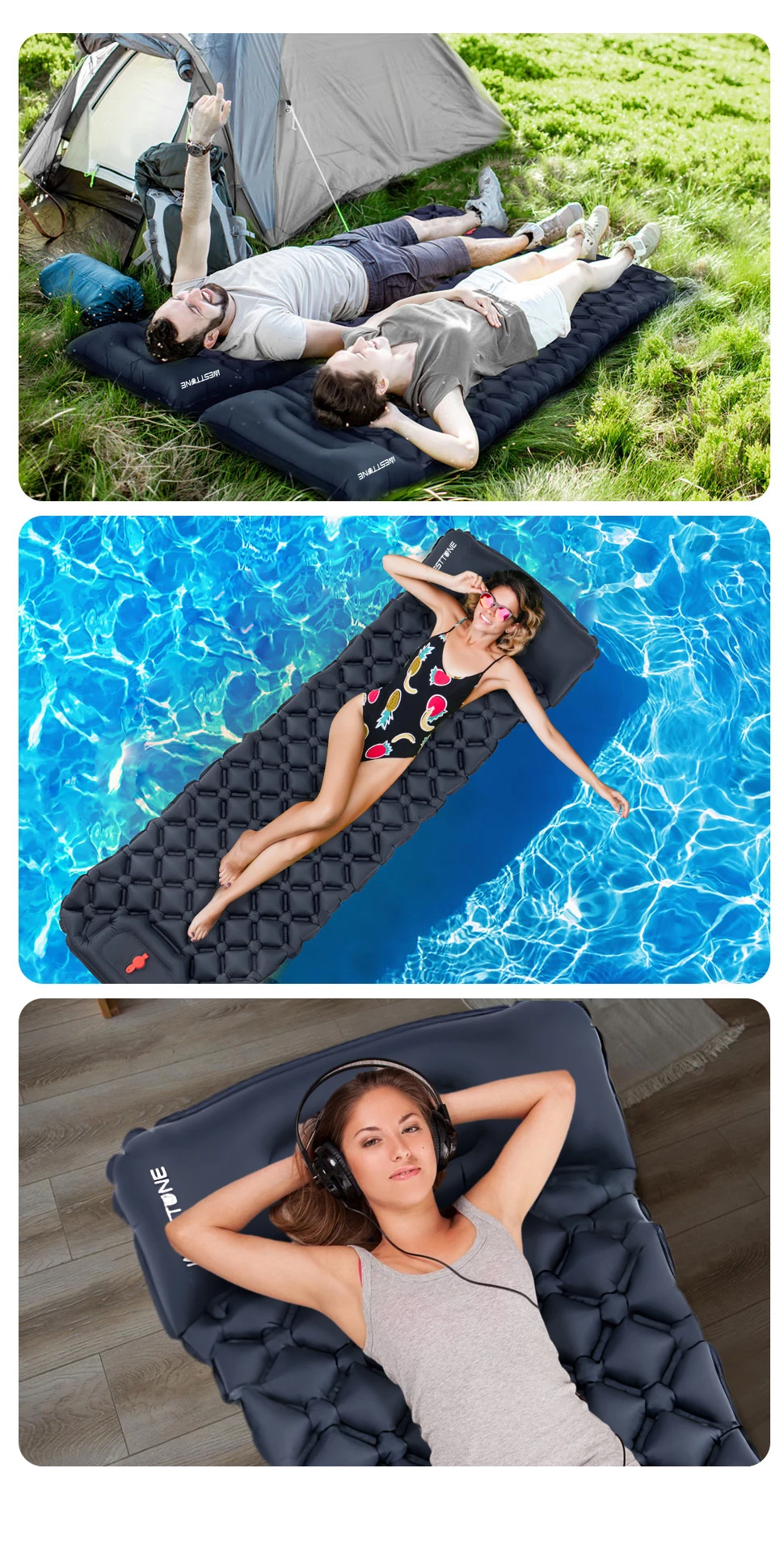 Portable camping mattress with storage bag