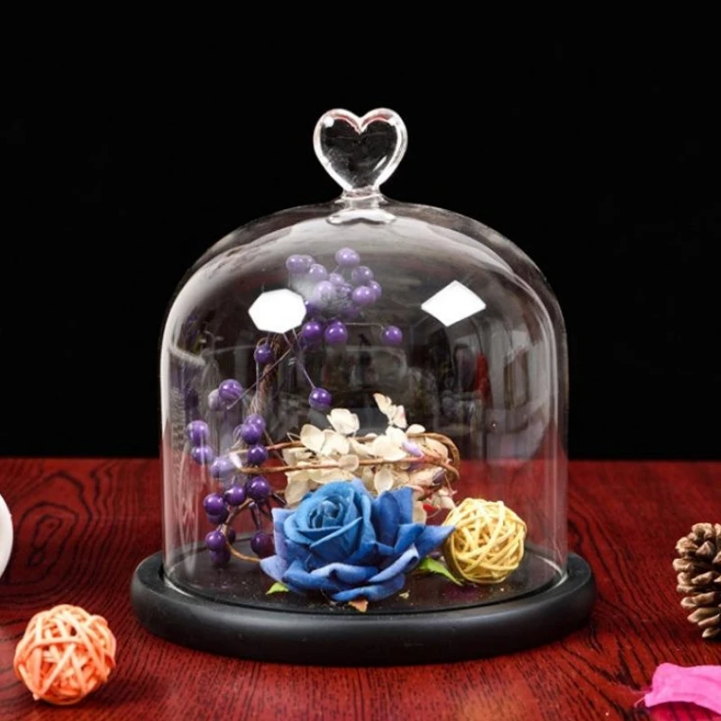 Diameter=15cm Different Height=15cm  17cm 18.5cm Glass Dome Vase Home Deocration Transparent Cover Wedding Prop Birthday Gift 3