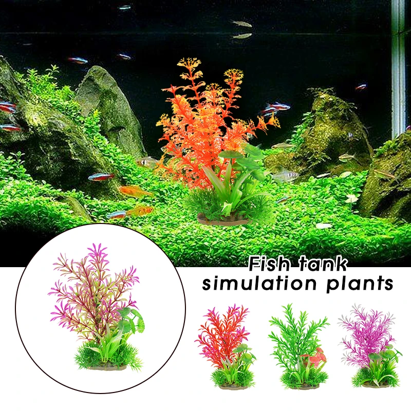 

20X8cm Artificial Aquarium Decor Plants Water Weeds Ornament Aquarium Decoration Fish Tank Decoration Green Purple Water Grass