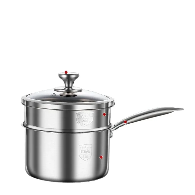 Stainless Steel Soup Pot 316 with Steamer for Baby Food Cooking and Milk Boiling