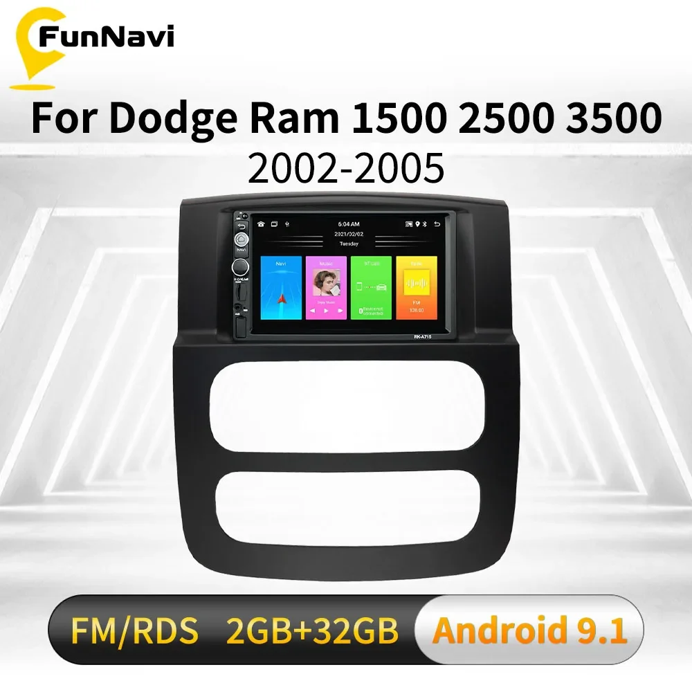 

2 Din Android стерео для Dodge Ram 1500 / 2500 / 3500 2002 - 2005 7-дюймовый автомобильный радиоприемник, мультимедийный плеер GPS BT WIFI FM Aotoradio