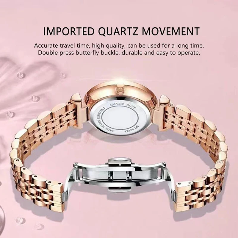 Reloj cuadrado de cuarzo para mujer, conjunto de pulsera, esfera verde,  Simple, oro rosa, malla, lujo, 2023