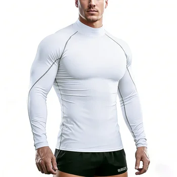 Sport T-shirt Men Compression Running Shirt Elastic Long Sleeve Fitness Athletic Top Gym Workout Undershirt Sportwear 1