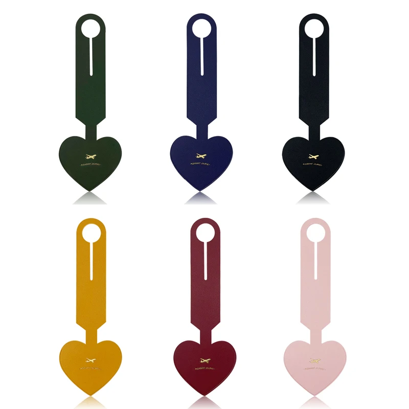 

High Quality 1pc PU Leather Heart Shaped Luggage Tags Suitcase ID Addres Holder Baggage Tag Portable Label Travel Accessories