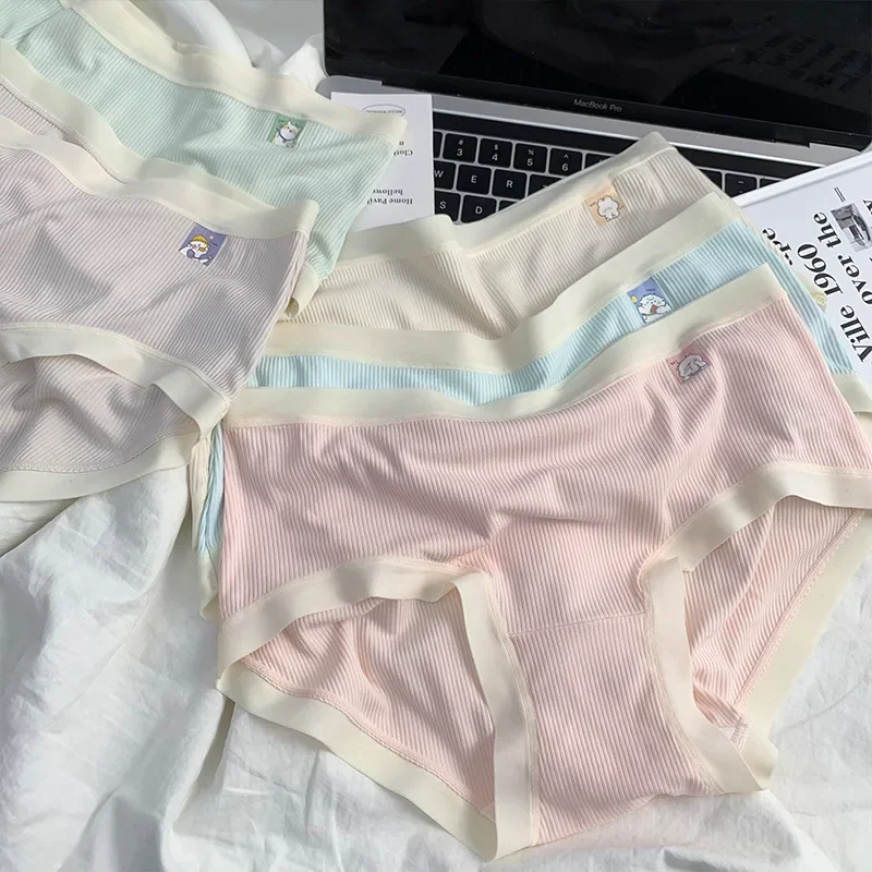 

Original cream-tied panties Women's threaded panties Women's cotton crotch waist pack hips Student girls briefs