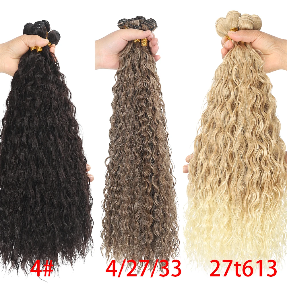 Synthetic Long Curly Bundles Organic Fiber Curly Natural Heat Resistant Wave Hair Extensions 22 26 30Inch Ombre Color 1Pcs/50g