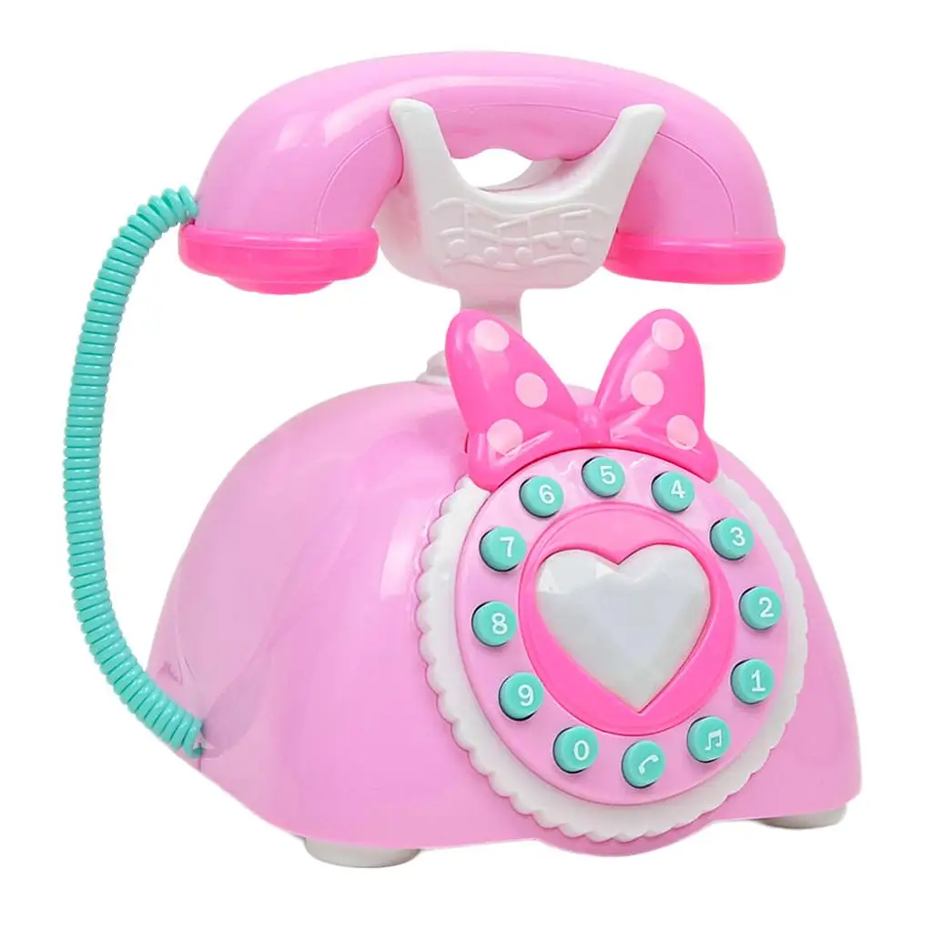 Plastic Electronic Vintage Telephone Landline Kids Pretend Play Early Educational Toy Birthday Gift 3