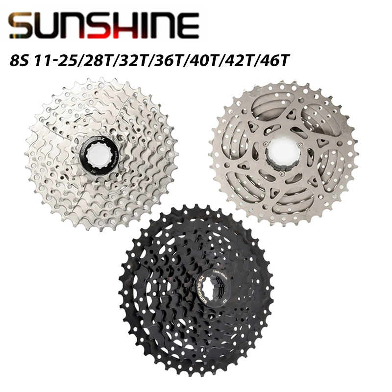 Sunshine 8 Speed Freewheel Cassette 11-25T 28T 32T 40T 42T Compatible HG Freehub for MTB Mountain Bicycle 8V Bike Parts