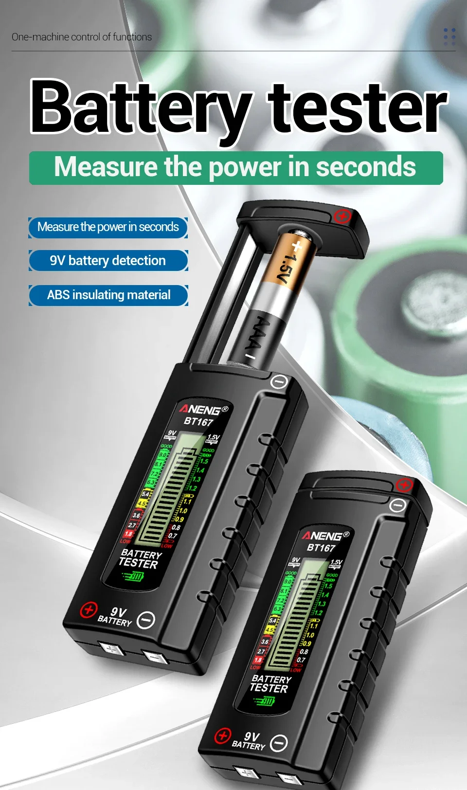 ANENG BT167 Batteriestand-Detektor, multifunktional, schnell messen Sie den Batteriestand, ABS-Kunststoff, präzise Messungen, Tester-Werkzeuge – Detail 2