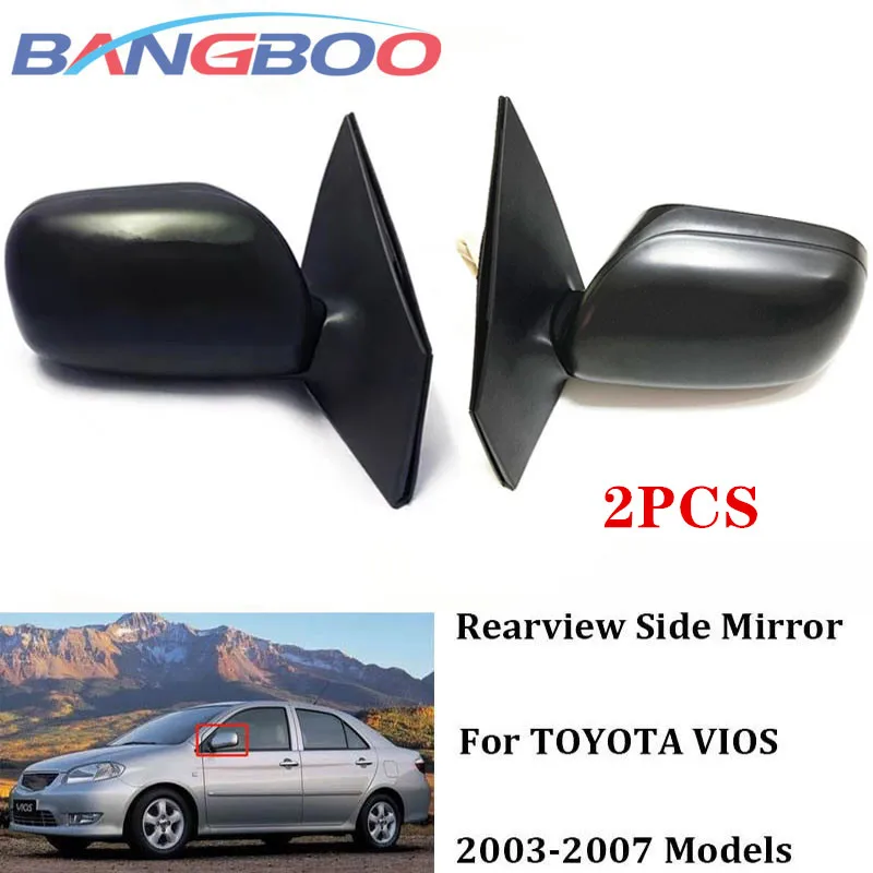 

2PCS Left and Right Car Outer Rearview Side Mirror Assy 87910-52482 87910-52480 For Toyota Vios 2003 ~ 2007 3PINS Base Color