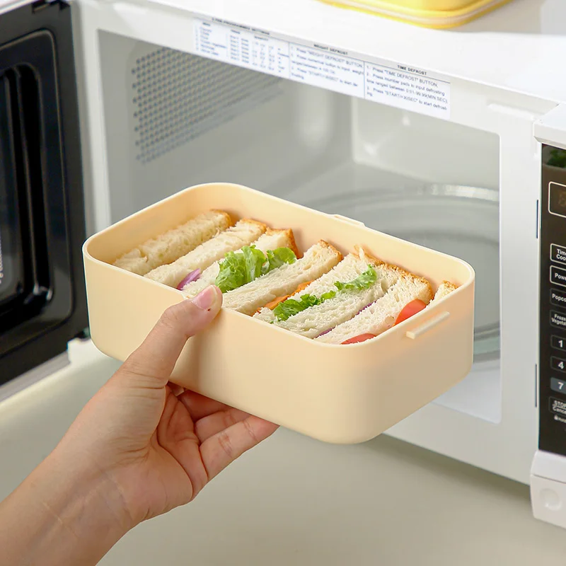 Yellow Picnic Lunch Box Double Layer Food Storage Container