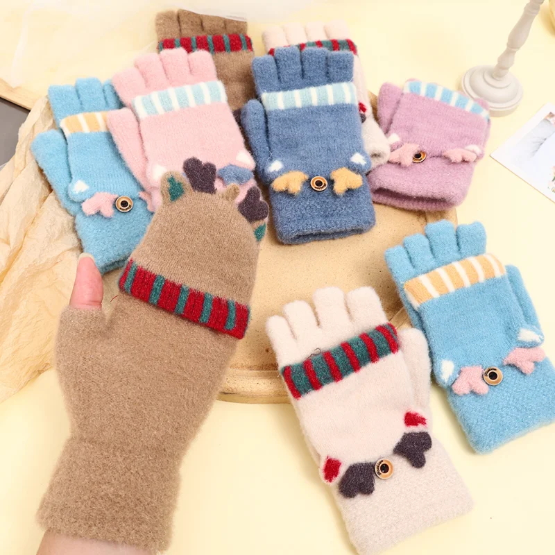 

Зимние теплые мягкие флисовые перчатки с откидной крышкой на полпальца женские теплые варежки зимние плотные теплые перчатки студенческие перчатки с откидной крышкой