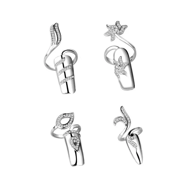 

1 Set/4 Pcs Nail Crystal Rings Fingernail Glitter Rings Fingernail Rings for Girls Fingernail Rings Fashion
